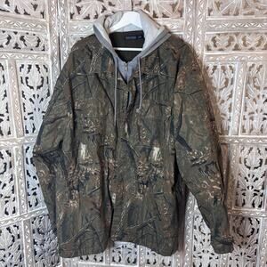 Vintage Faded Glory Camo Mens 2XL Jacket Hooded Fleece Outdoor Heavy Hunting